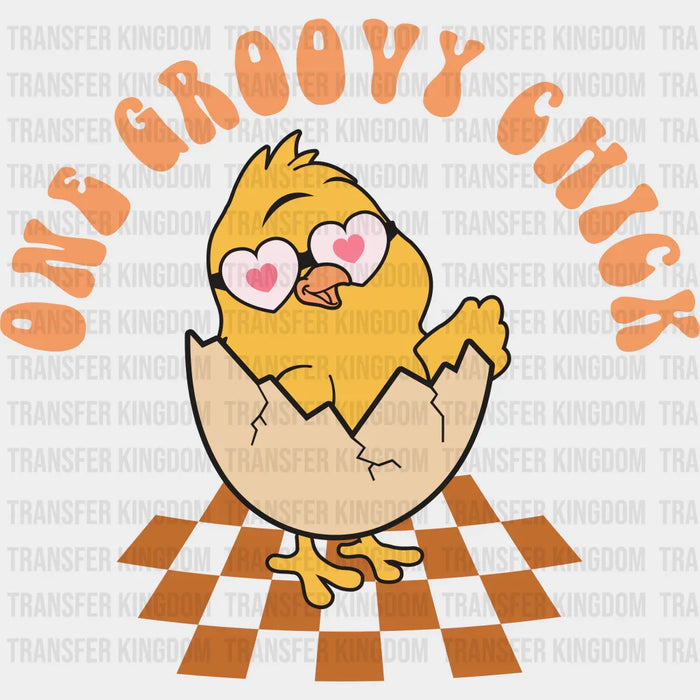 Heart Eyes One Groovy Chick Easter Design - DTF heat transfer