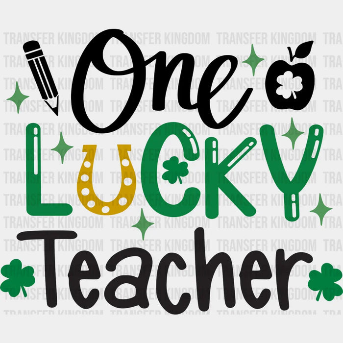 Apple Shamrock One Lucky Teacher St. Patrick's Day Design - DTF heat transfer