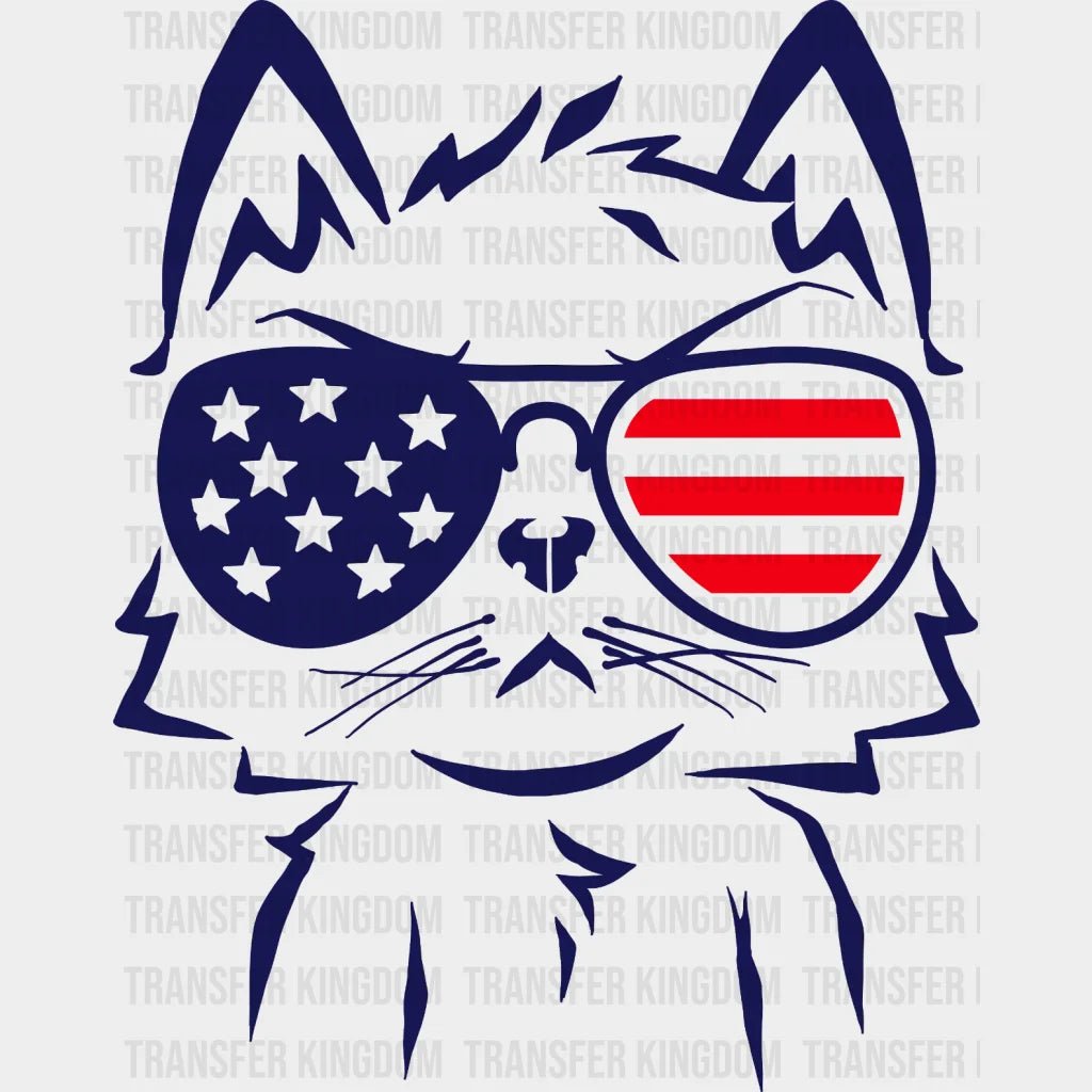 Patriotic Cat Sunglasses - Funny Design Dtf Heat Transfer