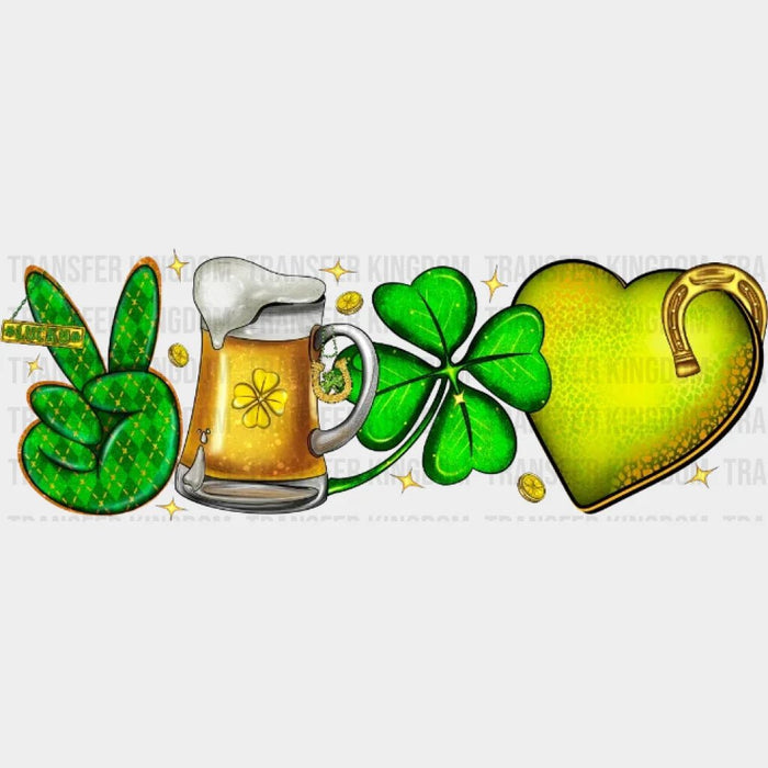 Peace Love Beer Shamrock St. Patrick's Design - DTF heat transfer