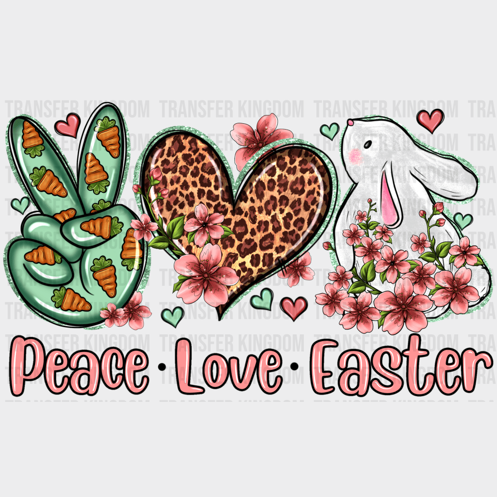 Peace Love Easter Leopard Heart Design - DTF heat transfer - Transfer Kingdom