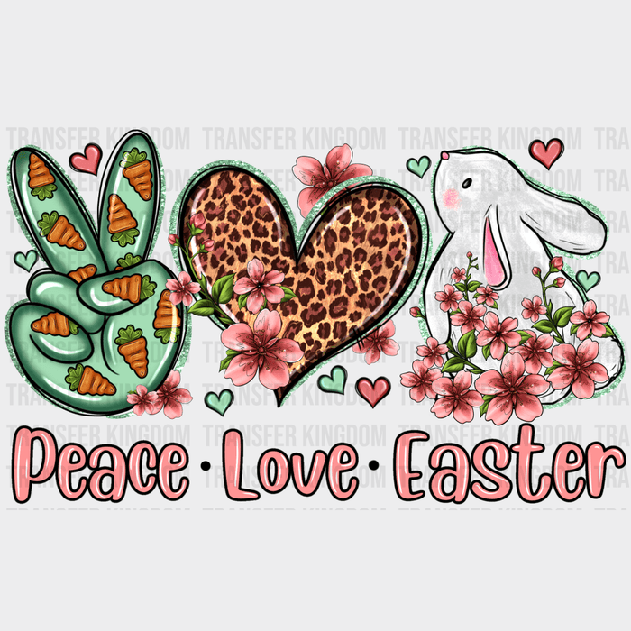 Peace Love Easter Leopard Heart Design - DTF heat transfer