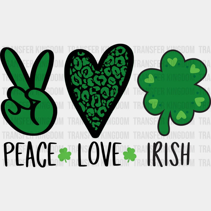 Peace Love Irish Heart  St. Patrick's Day Design - DTF heat transfer