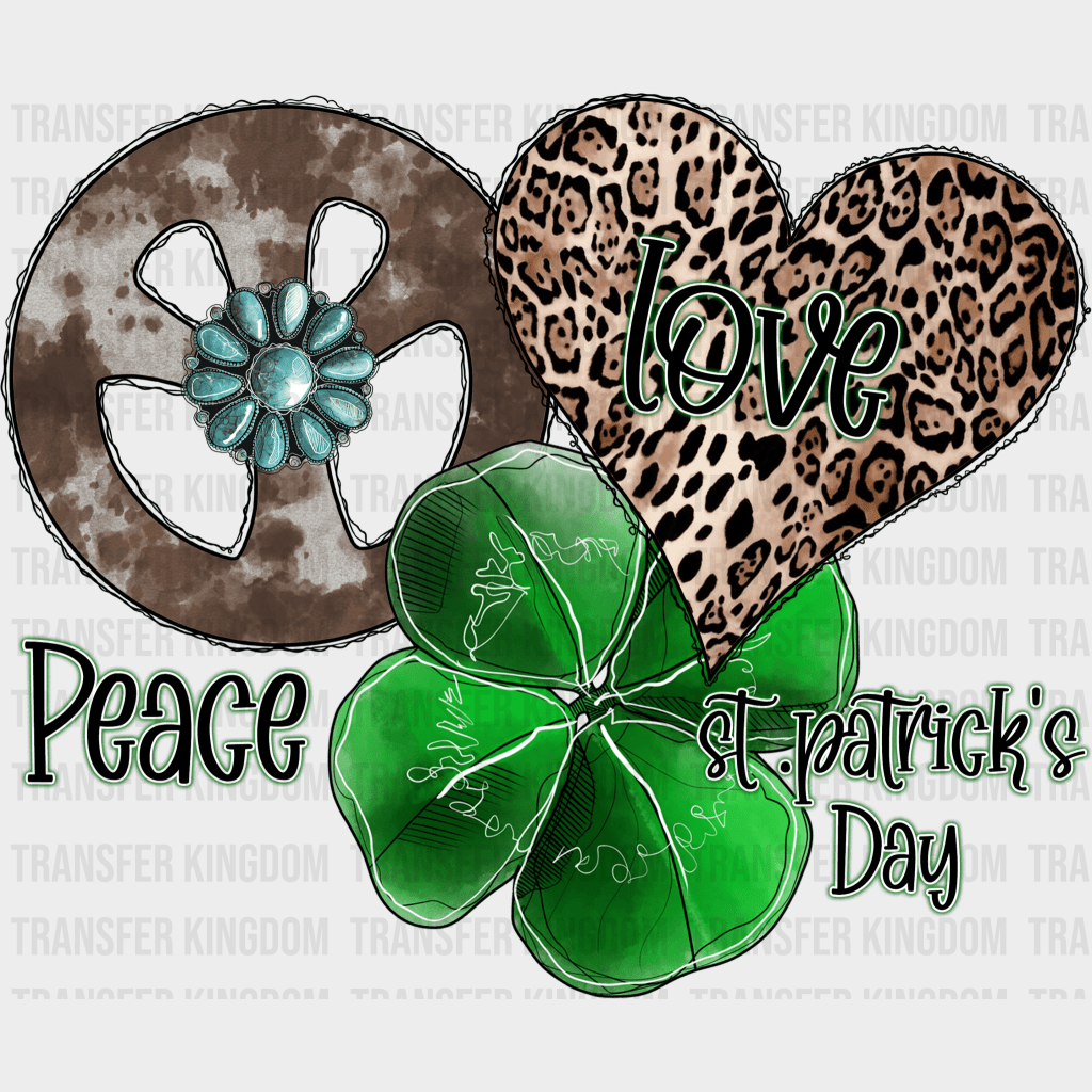 Peace & Love St. Patrick's Day Design - DTF heat transfer - Transfer Kingdom