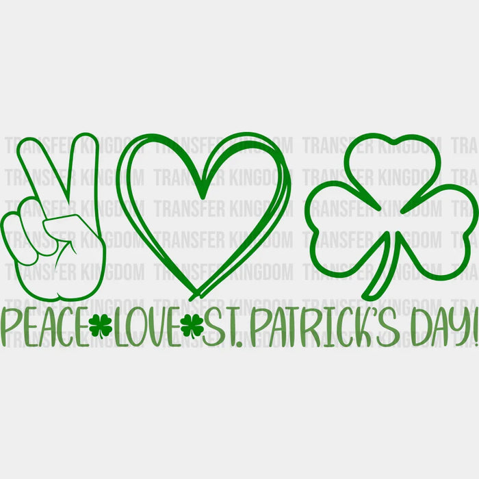 Peace  St. Patrick's Day Clovers Peace Heart Design - DTF heat transfer