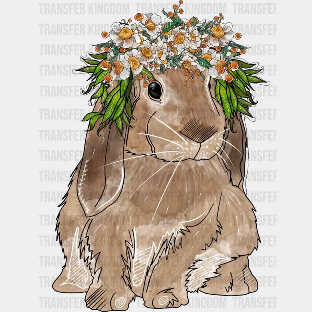 Rabbit with Flowers Easter Design - DTF heat transfer - Transfer Kingdom