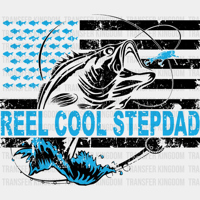Reel Cool Stepdad Distressed American Flag Design - DTF heat transfer