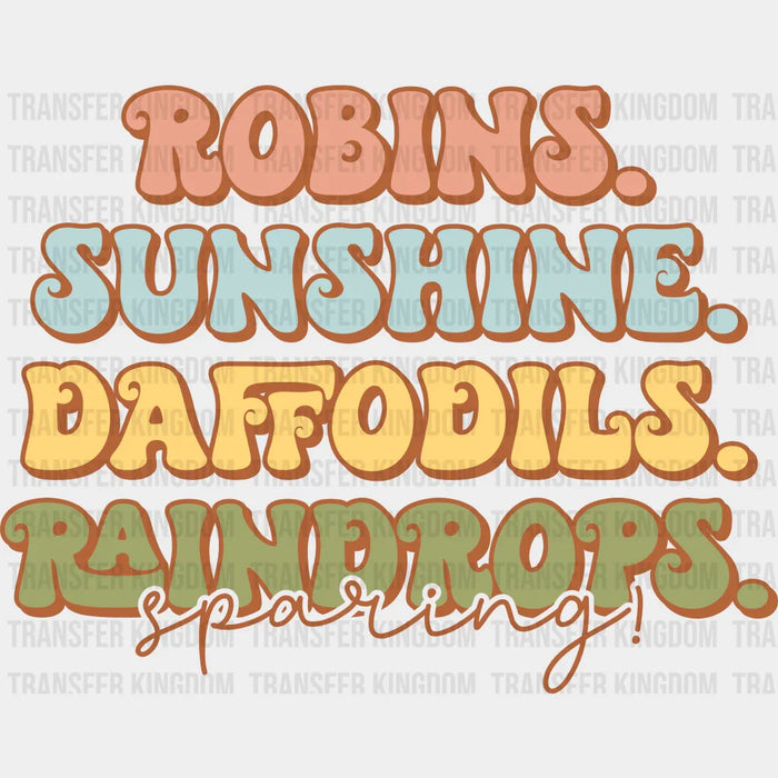 Robins. Sunshine. Daffodils. Raindrops. Sparing. Easter Design - DTF heat transfer