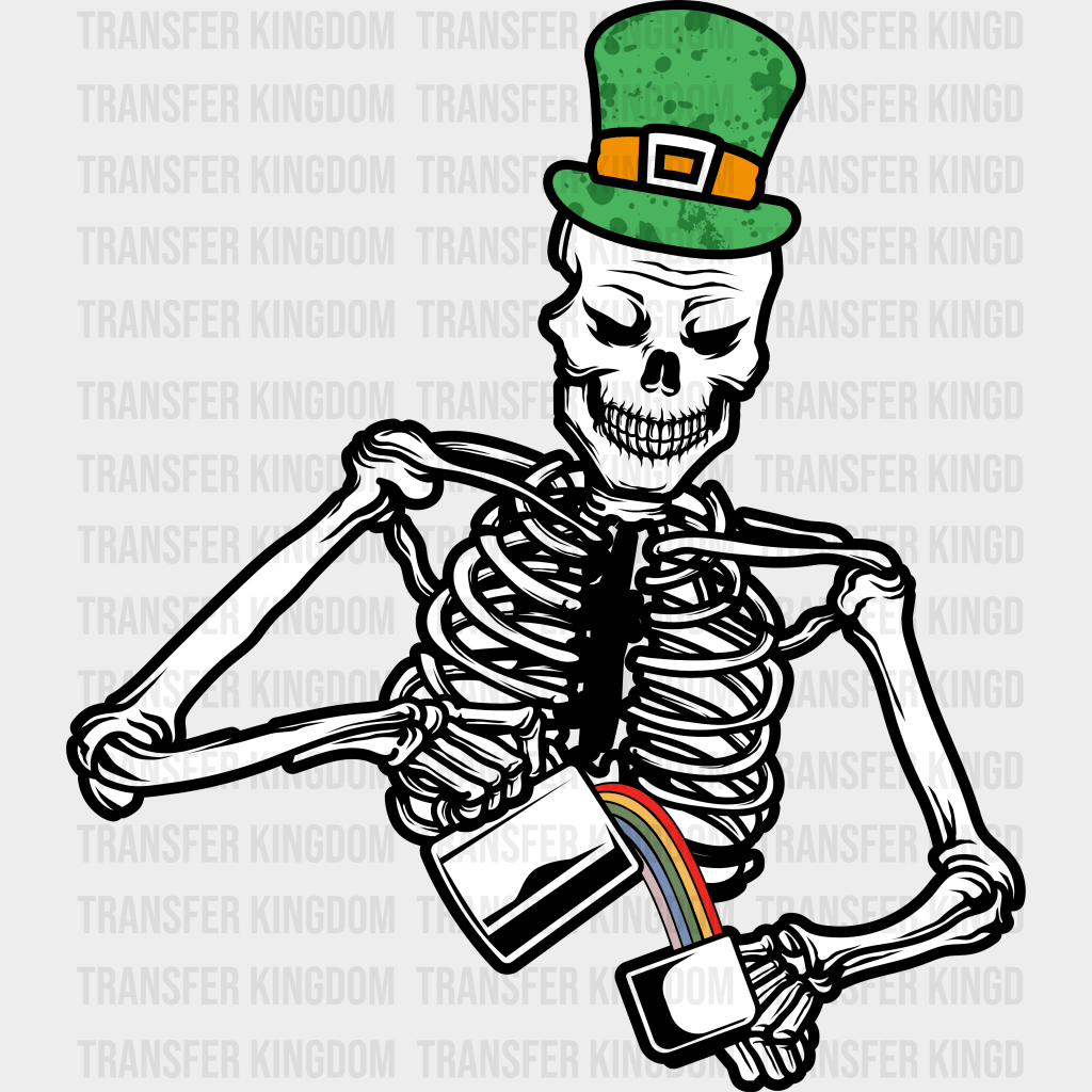 Skeleton Pouring Rainbow St. Patrick's Day Design - DTF heat transfer - Transfer Kingdom
