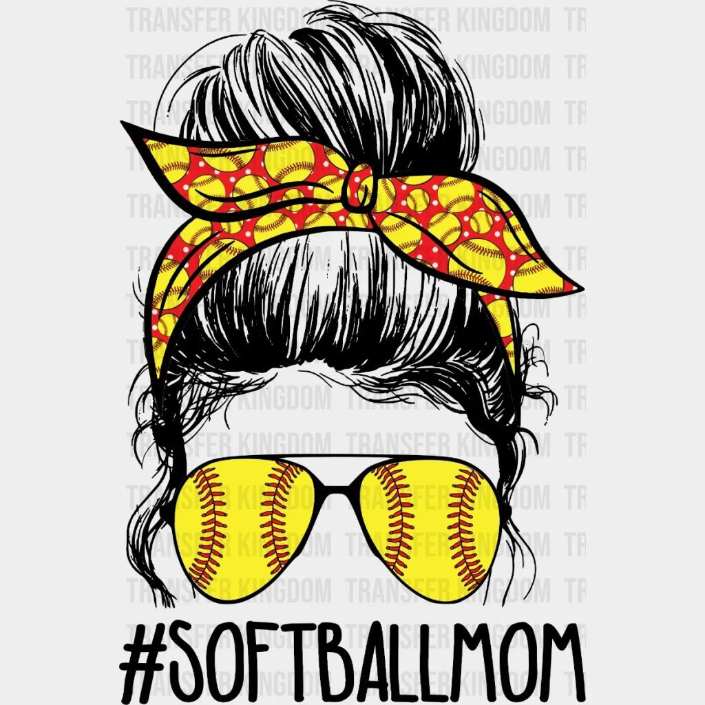Softball Mom Messy Bun Sunglasses Headband - Funny Mom - Women Sports - Design - DTF heat transfer - Transfer Kingdom