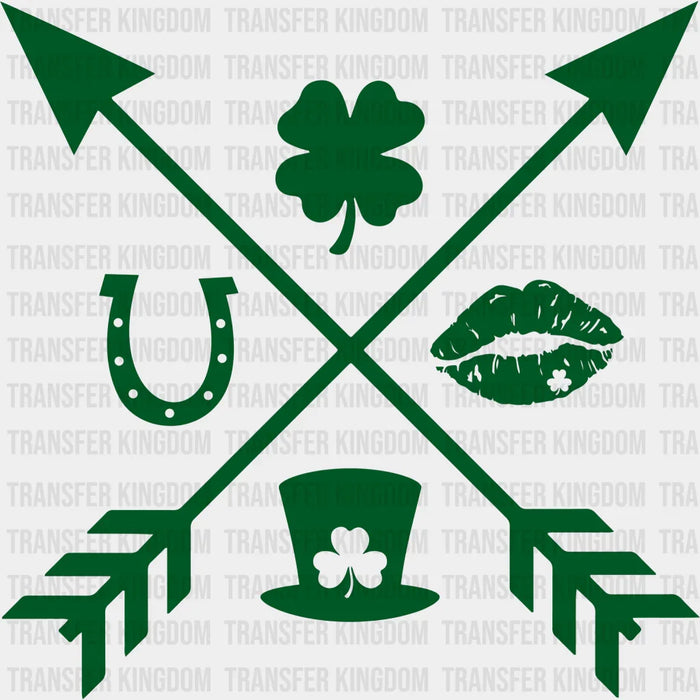 St. Patrick's Day Arrow Clover Horseshoe Hat Lips Design - DTF heat transfer