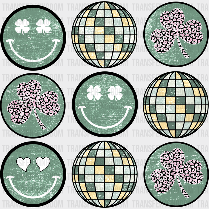 St. Patrick's Day Smiley Disco Design - DTF heat transfer