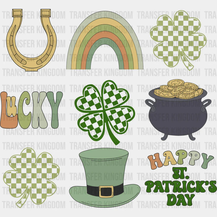 Shamrock Horseshoe Happy St. Patrick's Day Design - DTF heat transfer