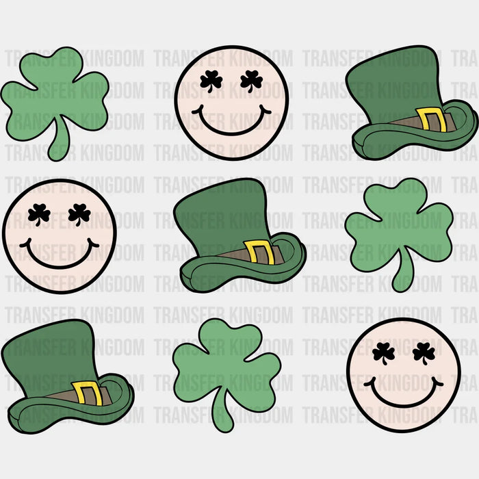 Smiley Clover Hat St. Patrick's Day Design - DTF heat transfer