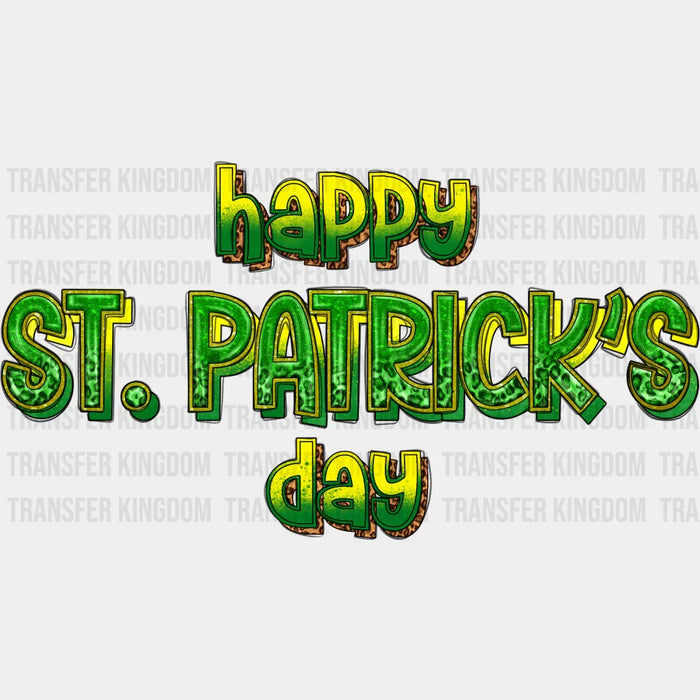 Green Happy St. Patrick's Day Design - DTF heat transfer