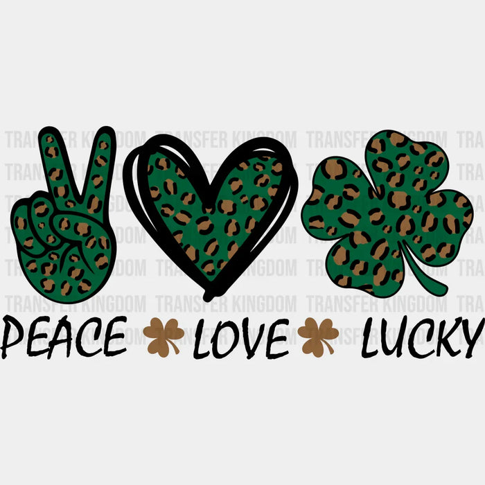 Peace Love Lucky Heart Clover St. Patrick's Day Design - DTF heat transfer
