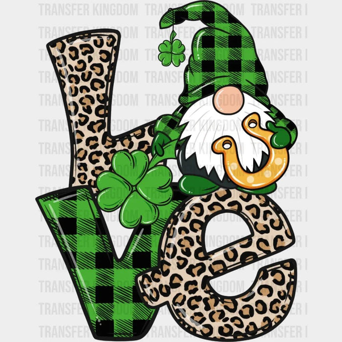 St. Patrick's Day Love Gnome Leopard Design - DTF heat transfer