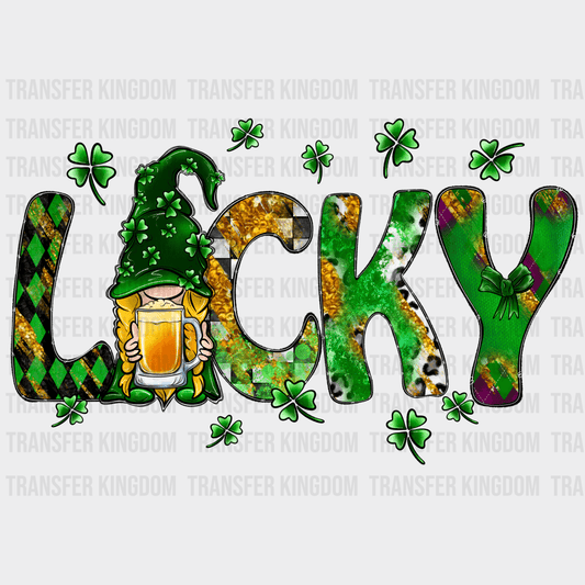 St. Patrick's Day Lucky Gnome Beer Design - DTF heat transfer - Transfer Kingdom