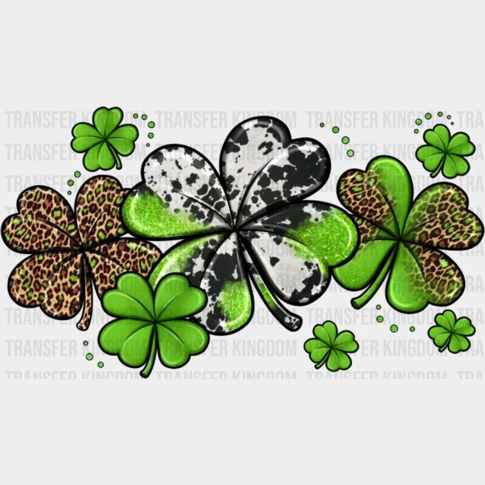 St. Patrick's Leopard Glitter Shamrocks Design - DTF heat transfer