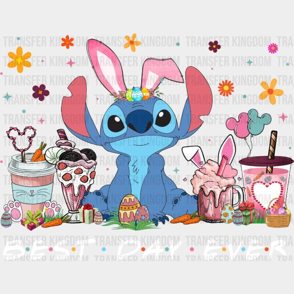 Stitch Coffee Cups Easter Best Day Ever Design- DTF heat transfer - Transfer Kingdom