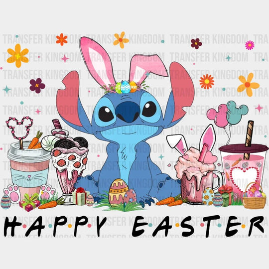 Stitch Coffee Cups Happy Easter Design- DTF heat transfer - Transfer Kingdom