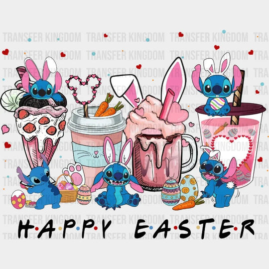 Stitch Coffee Cups Happy Easter Design- DTF heat transfer - Transfer Kingdom