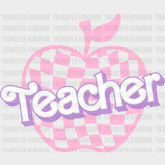 Teacher Checkered Apple 100 Days Of School Design - DTF heat transfer - Transfer Kingdom