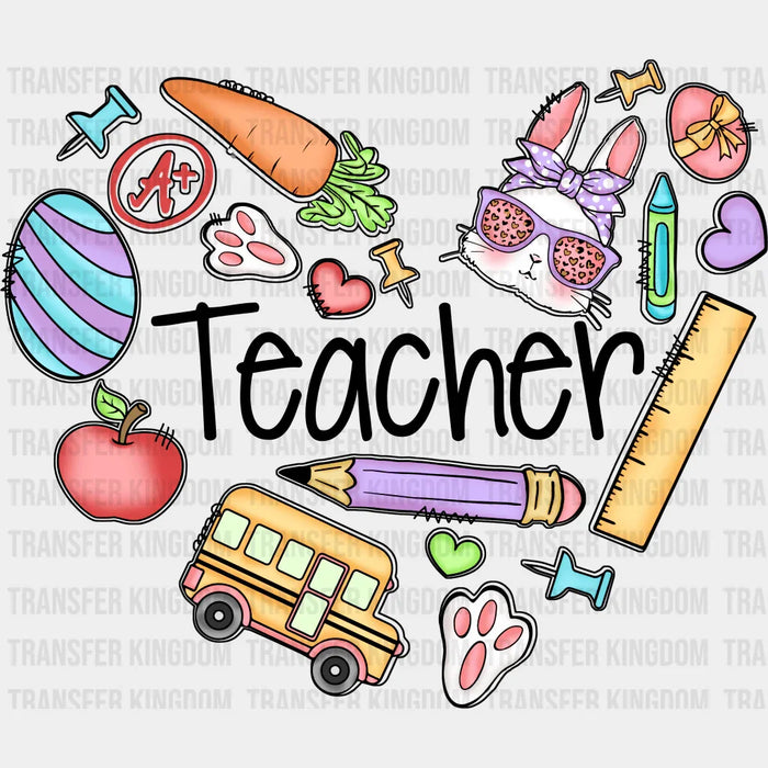 Heart Shape Teacher Easter Design - DTF heat transfer