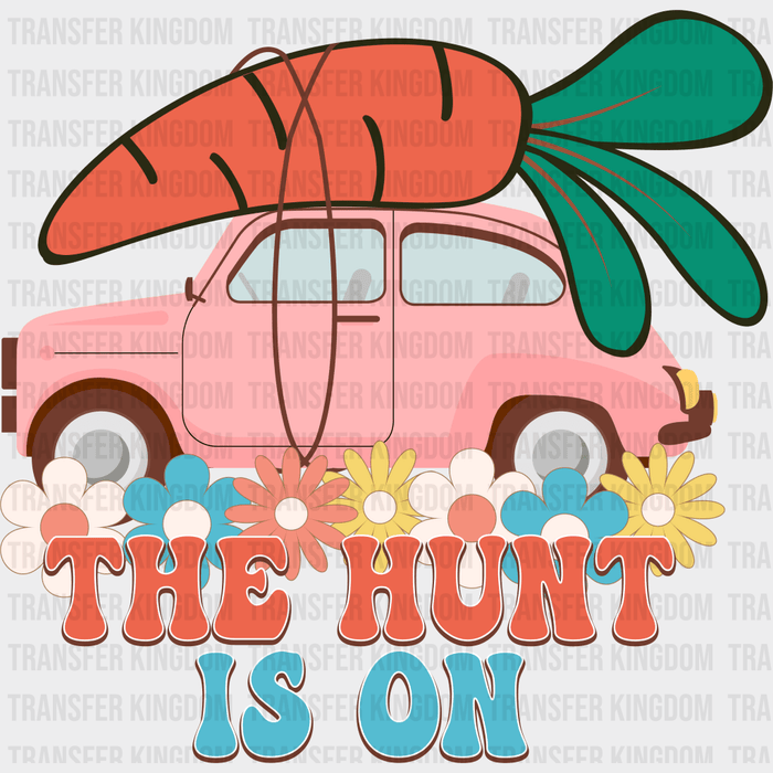 The Hunt Is On Pink Car Easter Design - DTF heat transfer
