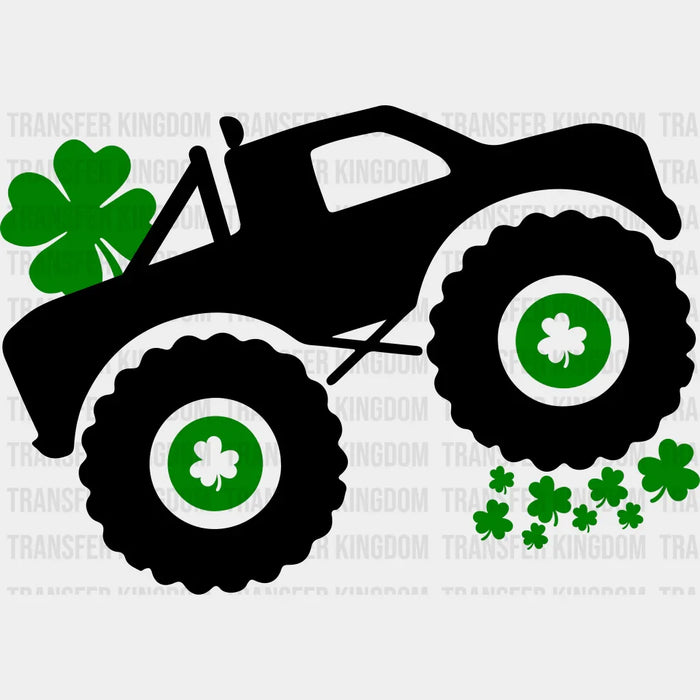 Black Monster Truck St. Patrick's Day Green Clover Design - DTF heat transfer