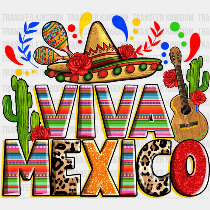 Viva Mexico Hat And Guitar - Cinco De Mayo DTF heat transfer