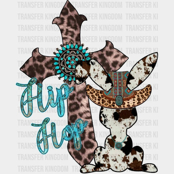 Western Easter Hip Hop Bunny Cross Design - DTF heat transfer