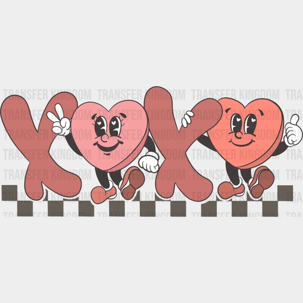 Xoxo Hearts Retro Valentines Day Design - Dtf Heat Transfer